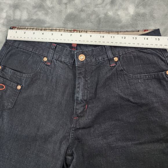 Vintage Fetish Jeans Women 13/14 Blue Dark Wash Low Rise Flare Leg Stretch Denim - Picture 10 of 14